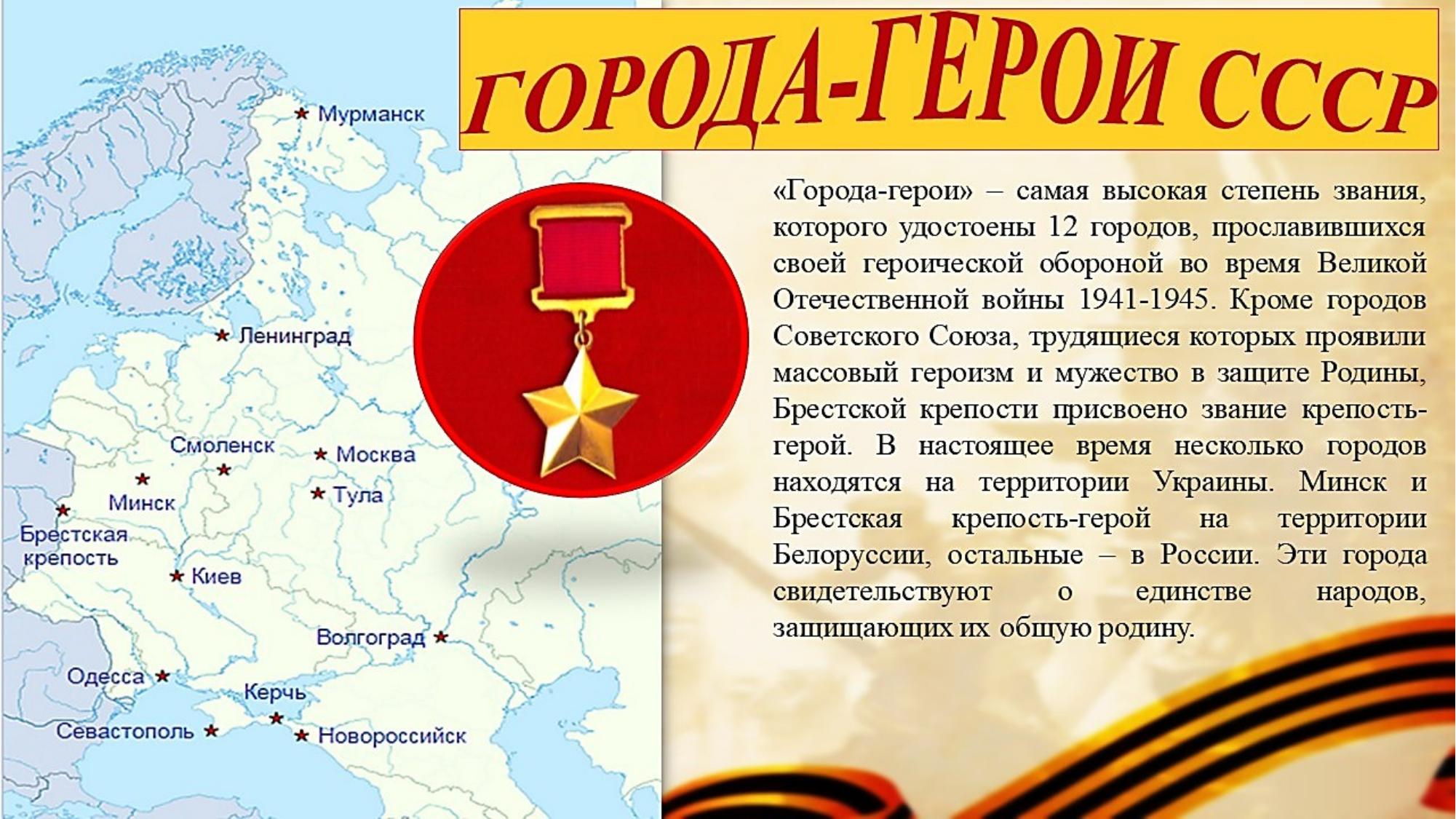 Города-герои ВОВ